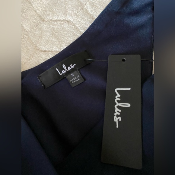 New Lulus Thoughts of Hue Navy Blue Surplice Maxi Dress Size S - Picture 10 of 11